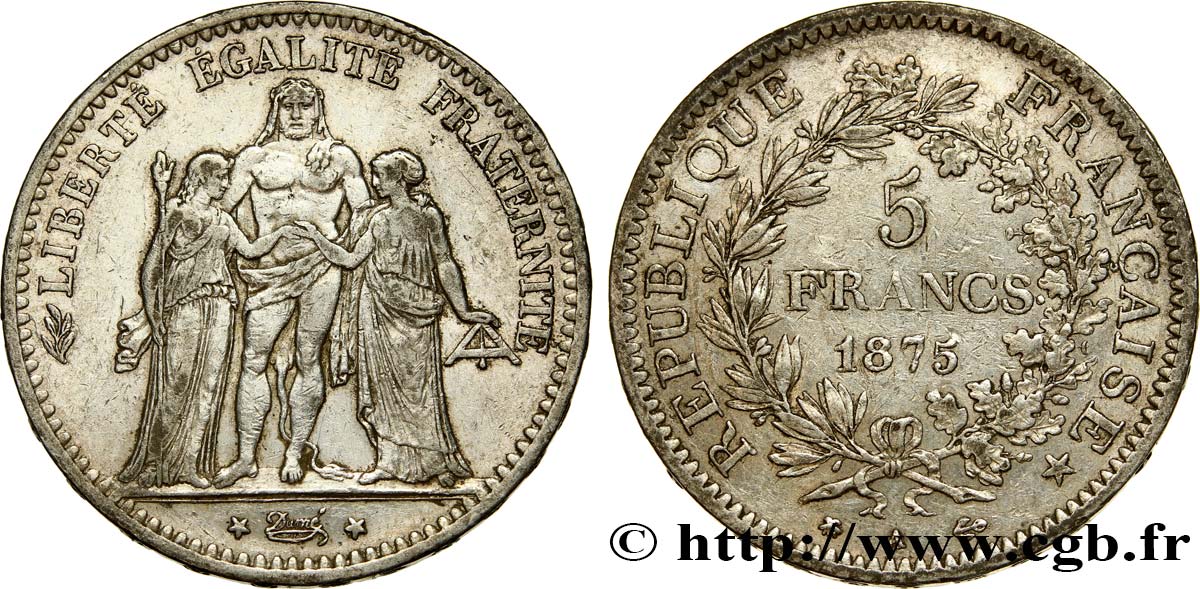 5 francs Hercule 1875 Paris F.334/15 TTB48 
