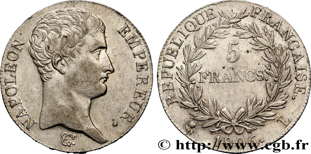 5 francs Napoléon Empereur, Calendrier grégorien 1806 Bayonne F.304/7 SS48 
