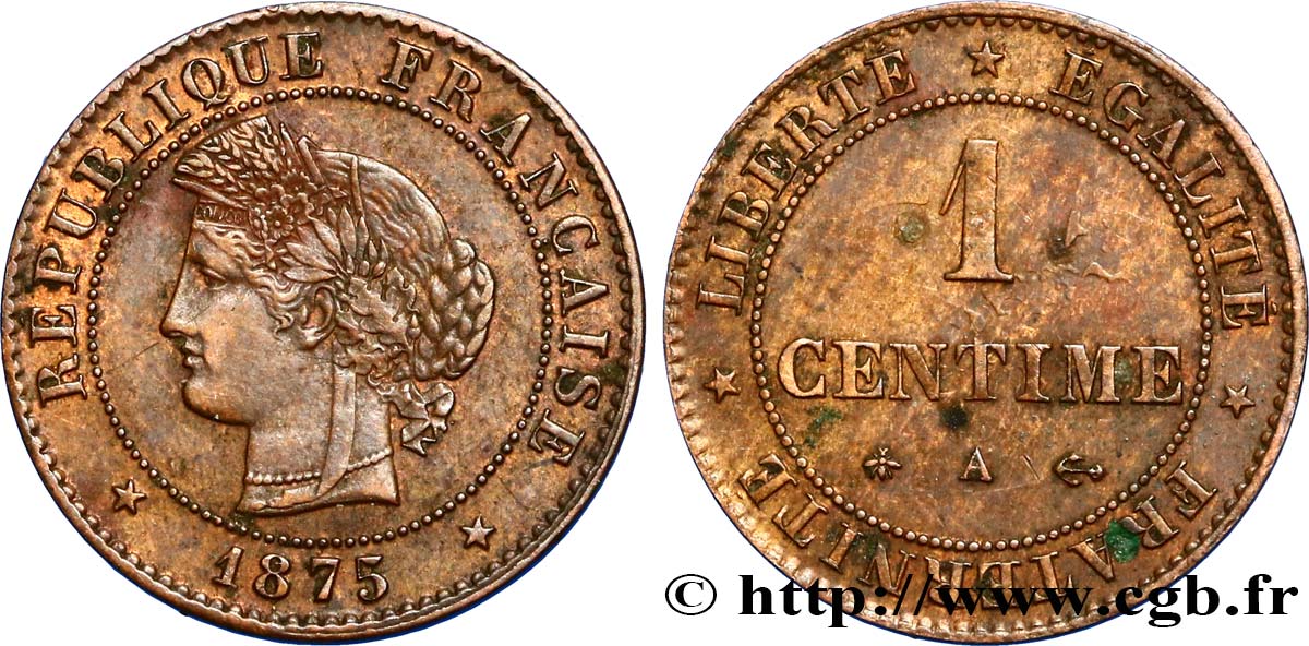 1 centime Cérès 1875 Paris F.104/4 TTB45 