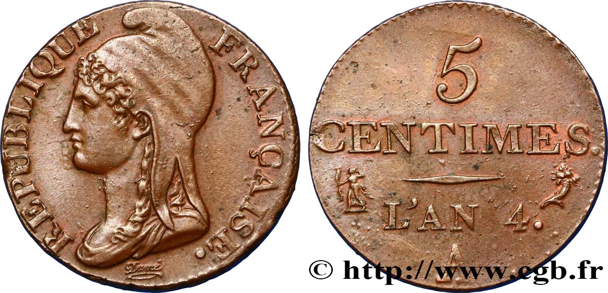5 centimes Dupré, petit module 1796 Paris F.113/1 EBC62 