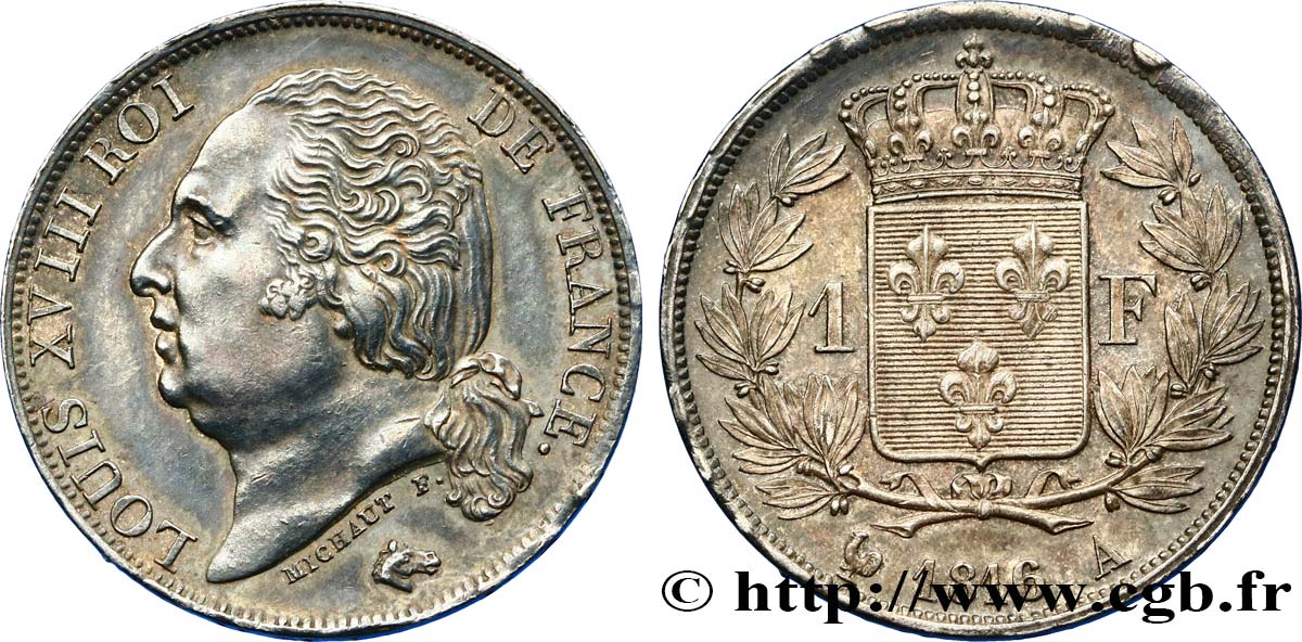1 franc Louis XVIII 1816 Paris F.206/1 SPL58 