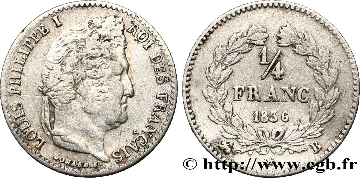 1/4 franc Louis-Philippe 1836 Rouen F.166/60 TB30 