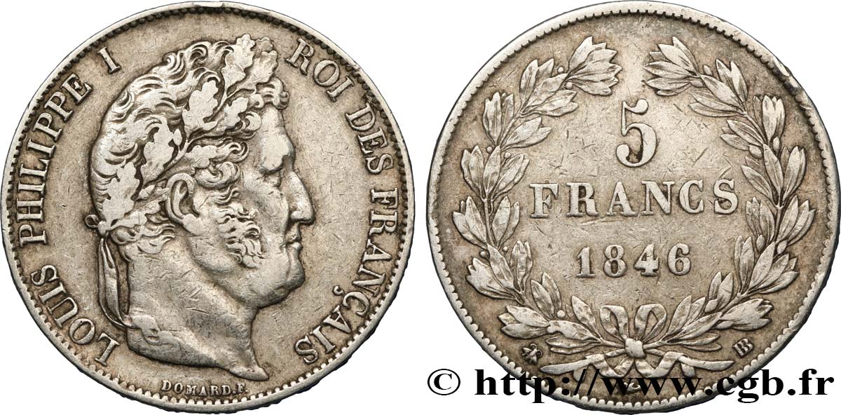 5 francs IIIe type Domard 1846 Strasbourg F.325/11 TTB42 