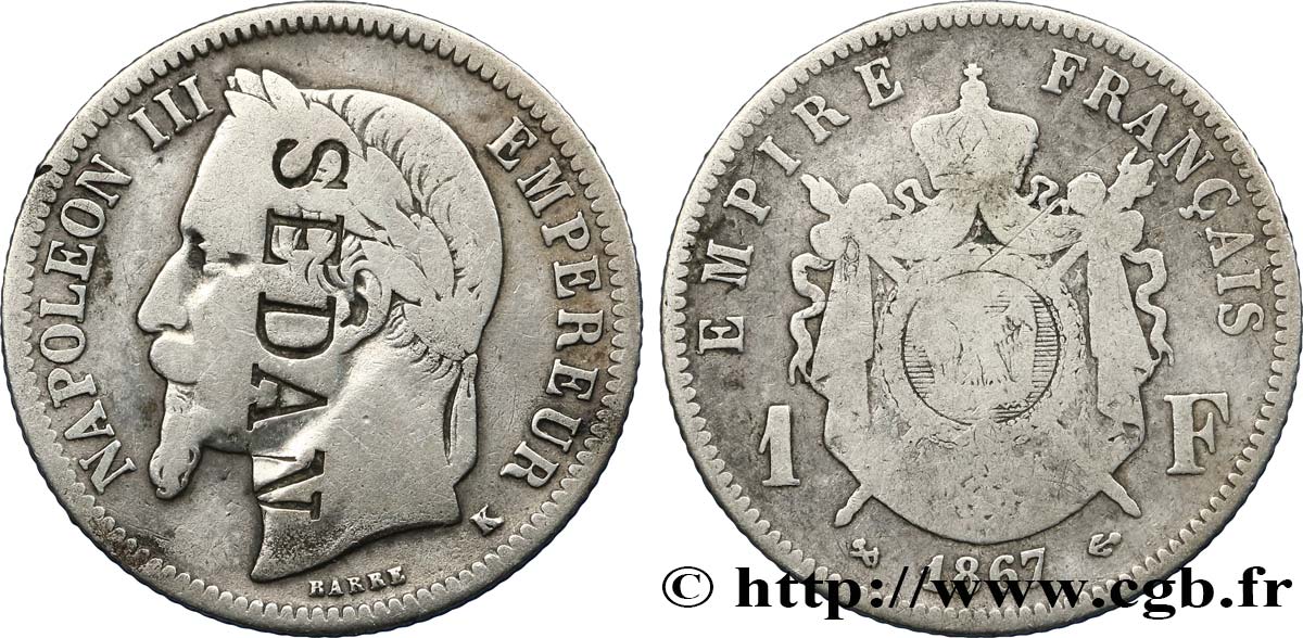 1 franc Napoléon III, tête laurée 