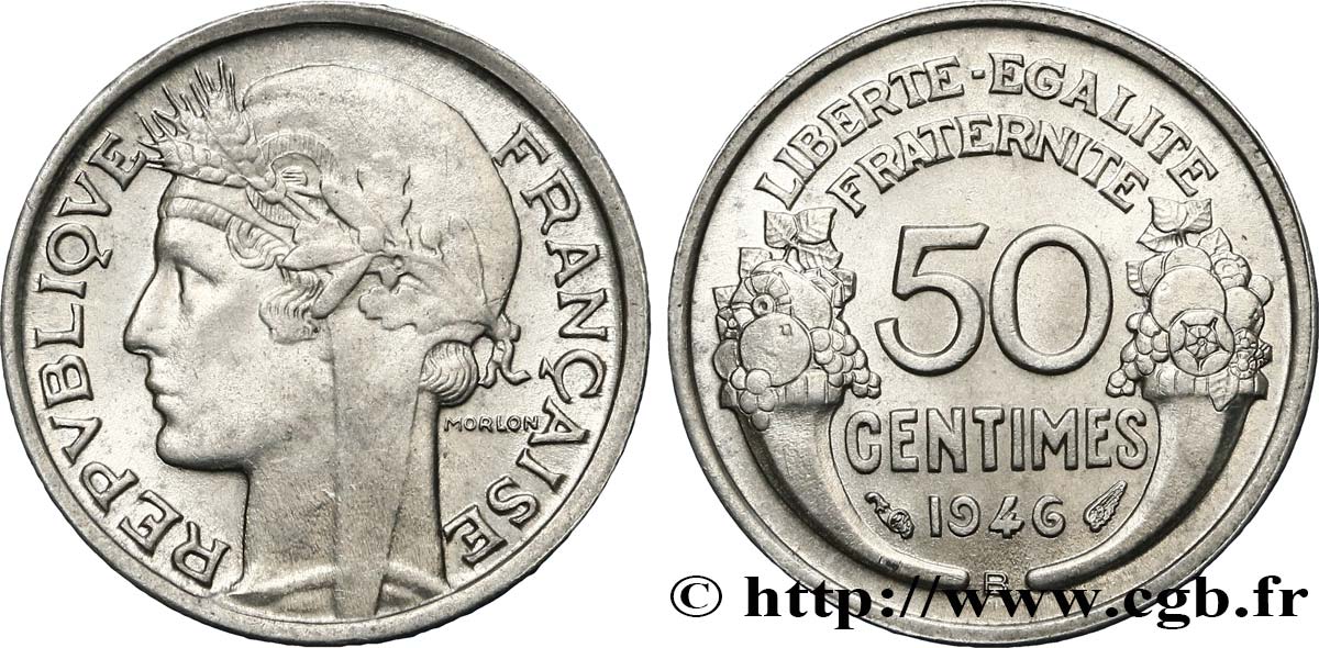 50 centimes Morlon, légère 1946 Beaumont-le-Roger F.194/9 MS61 