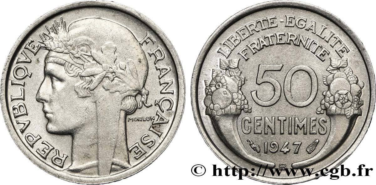 50 centimes Morlon, légère 1947 Beaumont-Le-Roger F.194/11 SUP62 
