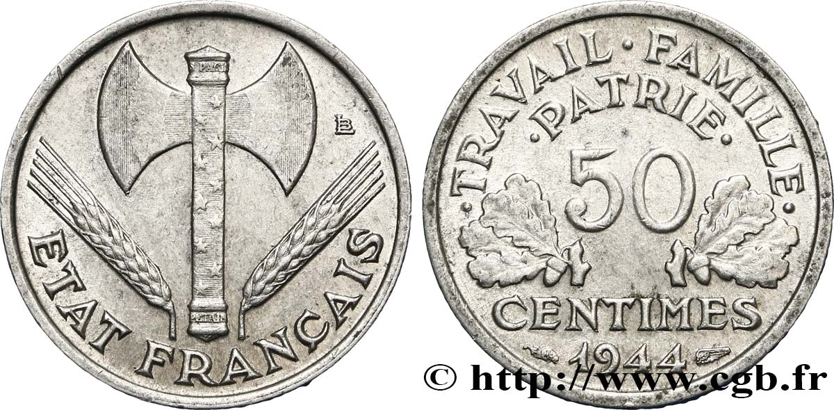 50 centimes Francisque, légère 1944  F.196/4 BB48 