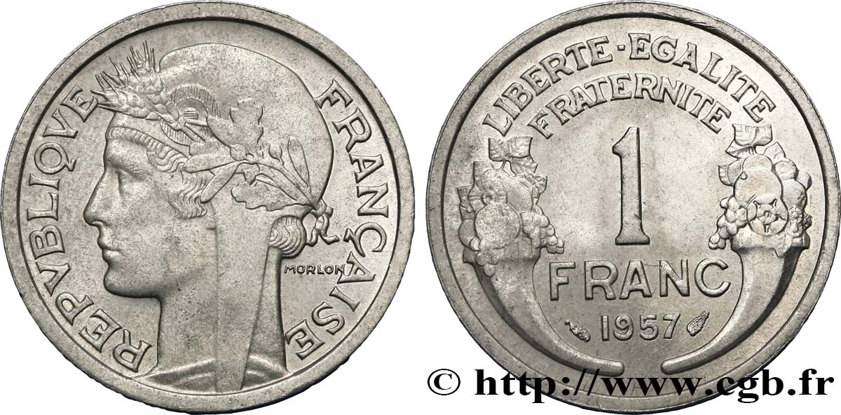 1 franc Morlon, légère 1957  F.221/19 EBC55 