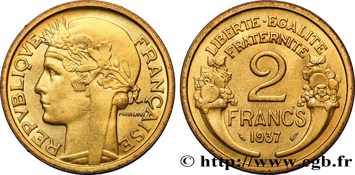 2 francs Morlon 1937  F.268/10 AU54 