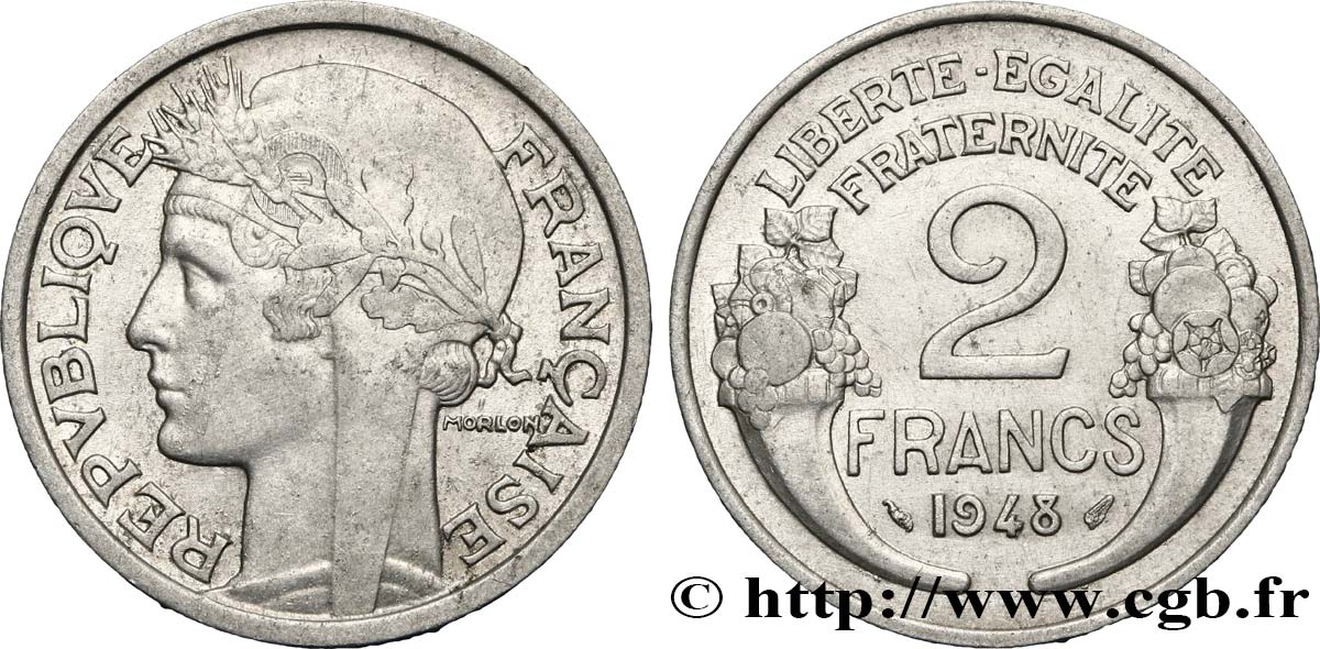 2 francs Morlon, aluminium 1948  F.269/12 AU52 