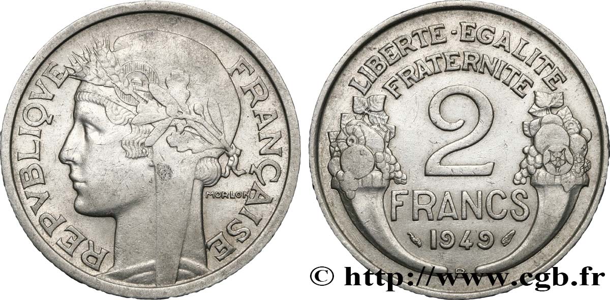 2 francs Morlon, aluminium 1949 Beaumont-Le-Roger F.269/15 fVZ 
