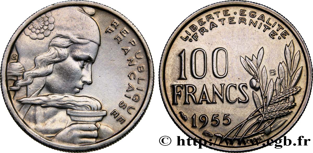 100 francs Cochet 1955 Beaumont-le-Roger F.450/7 AU50 