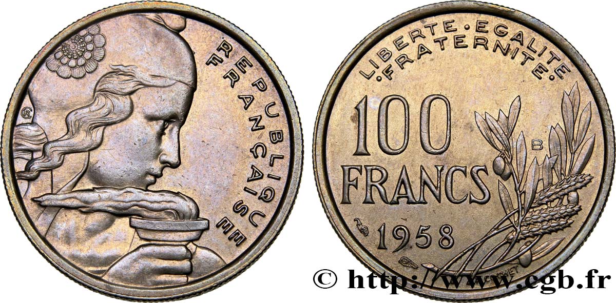100 francs Cochet 1958 Beaumont-Le-Roger F.450/14 VZ60 