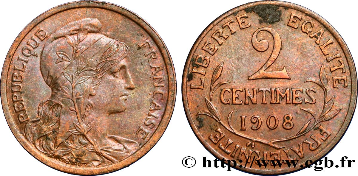 2 centimes Daniel-Dupuis 1908 Paris F.110/11 TTB54 
