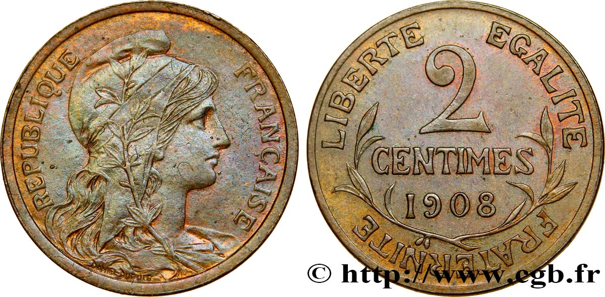 2 centimes Daniel-Dupuis 1908 Paris F.110/11 TTB54 