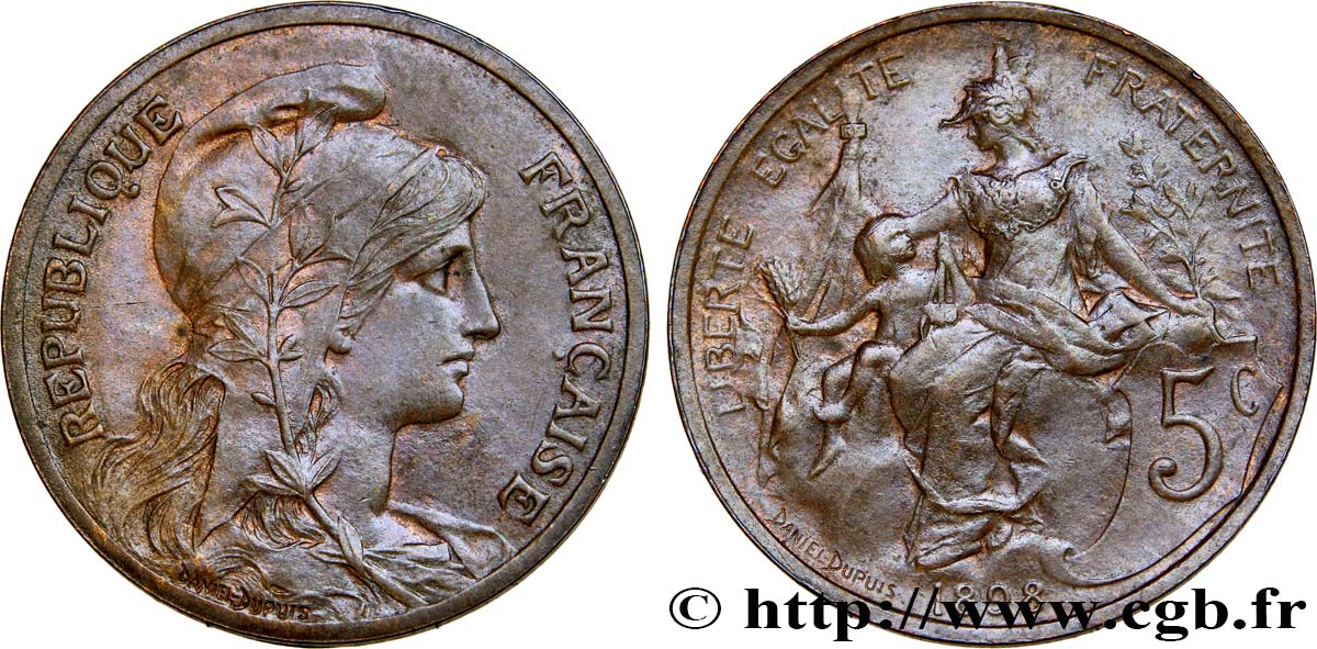 5 centimes Daniel-Dupuis 1898  F.119/5 AU50 