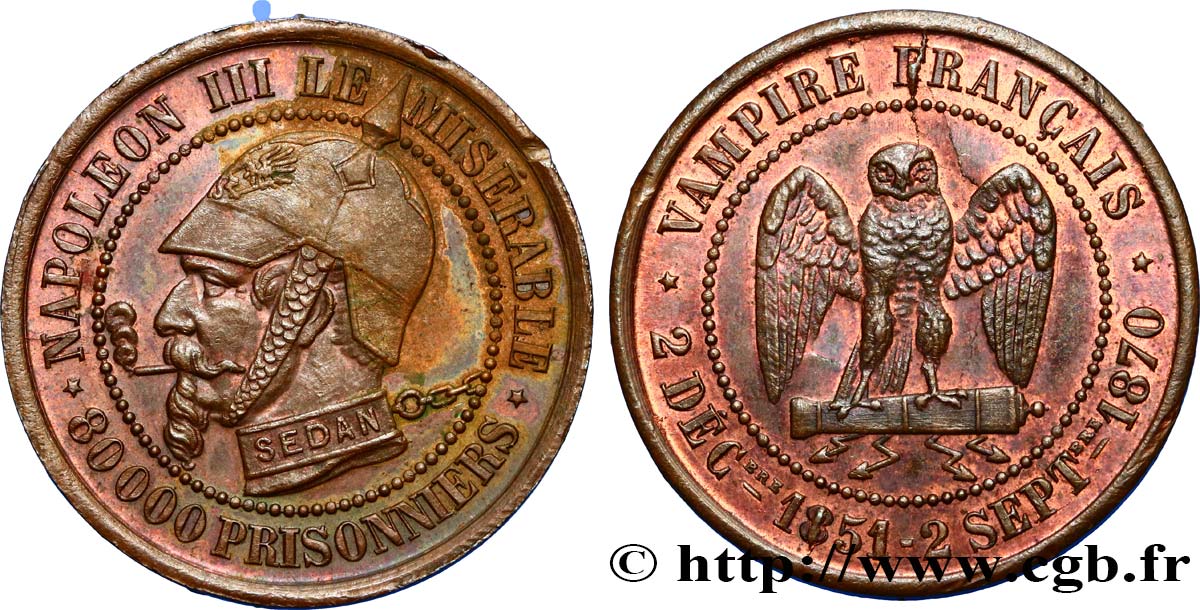 Monnaie satirique Br 27, module de 5 centimes 1870  Coll.43  EBC60 