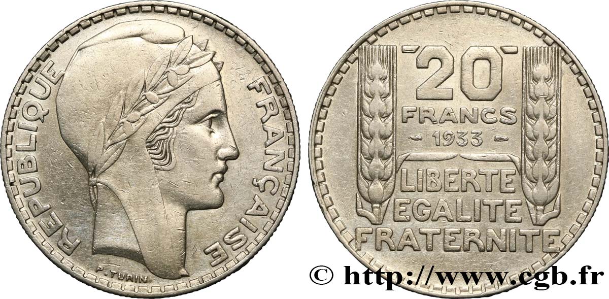 20 francs Turin, rameaux courts 1933  F.400/4 fSS 