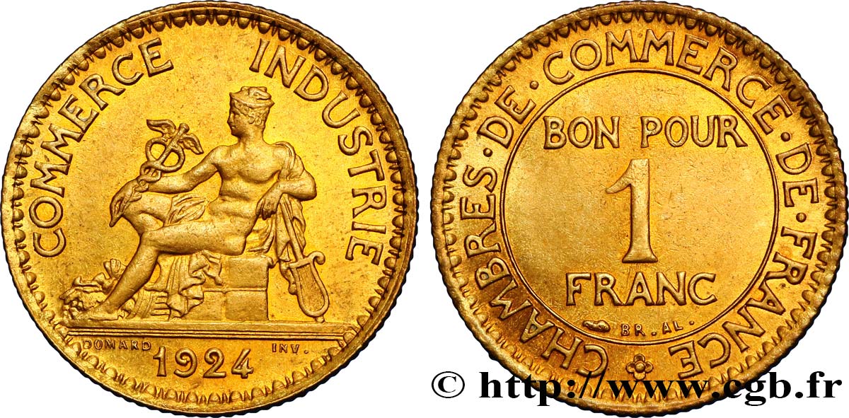 1 franc Chambres de Commerce 1924 Paris F.218/6 AU55 