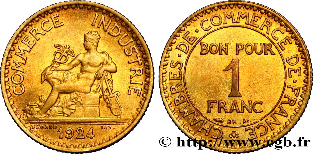 1 franc Chambres de Commerce 1924 Paris F.218/6 VZ55 