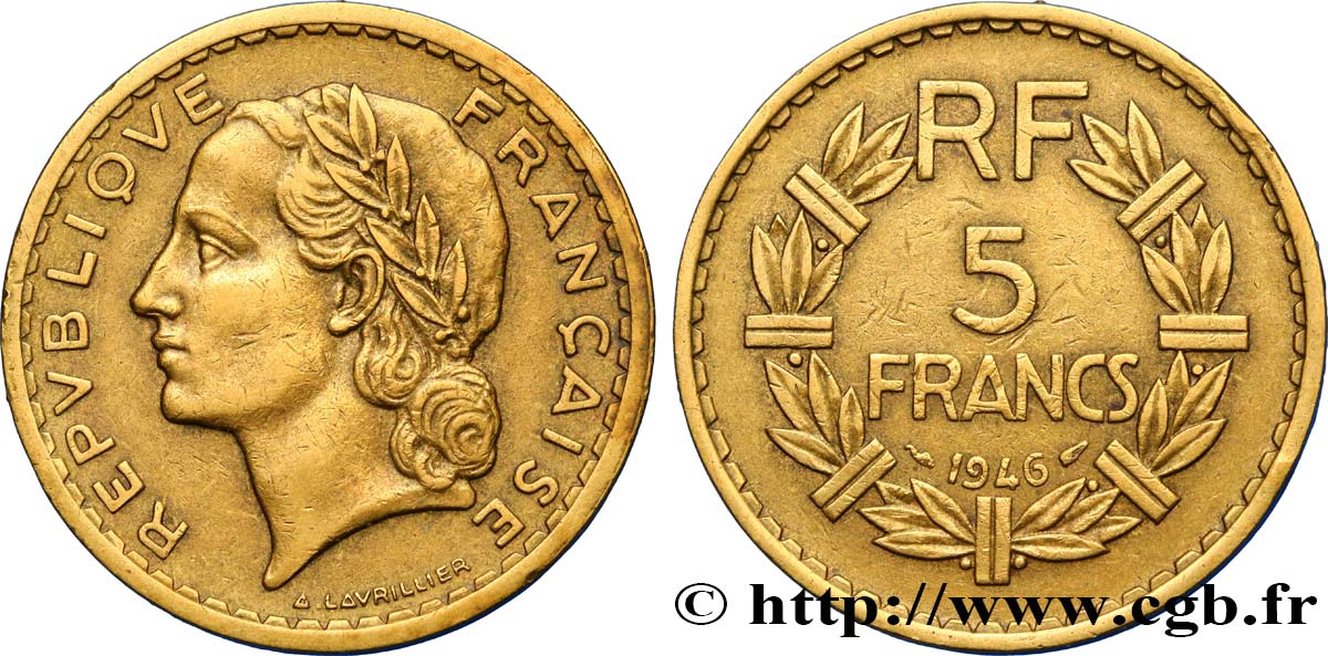 5 francs Lavrillier, bronze-aluminium 1946  F.337/7 TTB45 