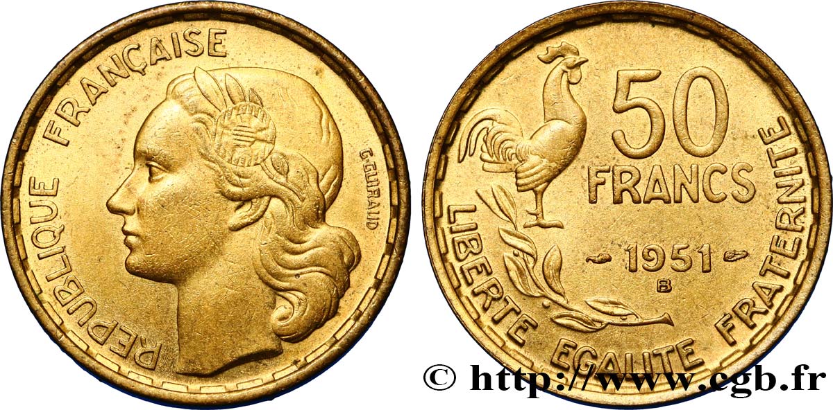 50 francs Guiraud 1951 Beaumont-Le-Roger F.425/6 SUP58 