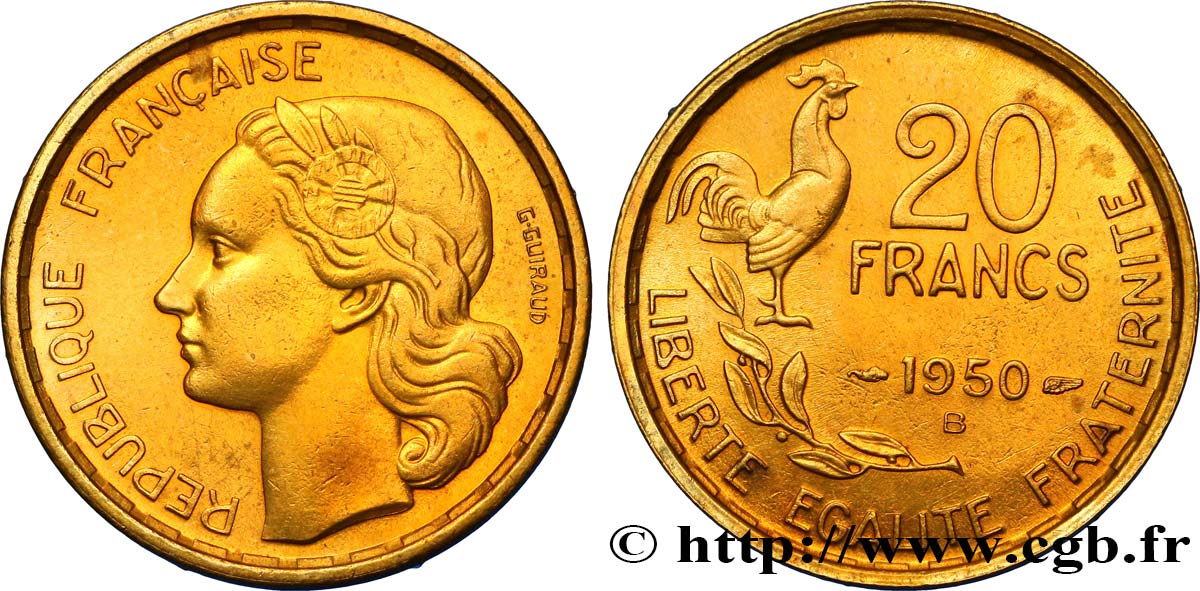 20 francs G. Guiraud 1950 Beaumont-Le-Roger F.402/4 BB50 
