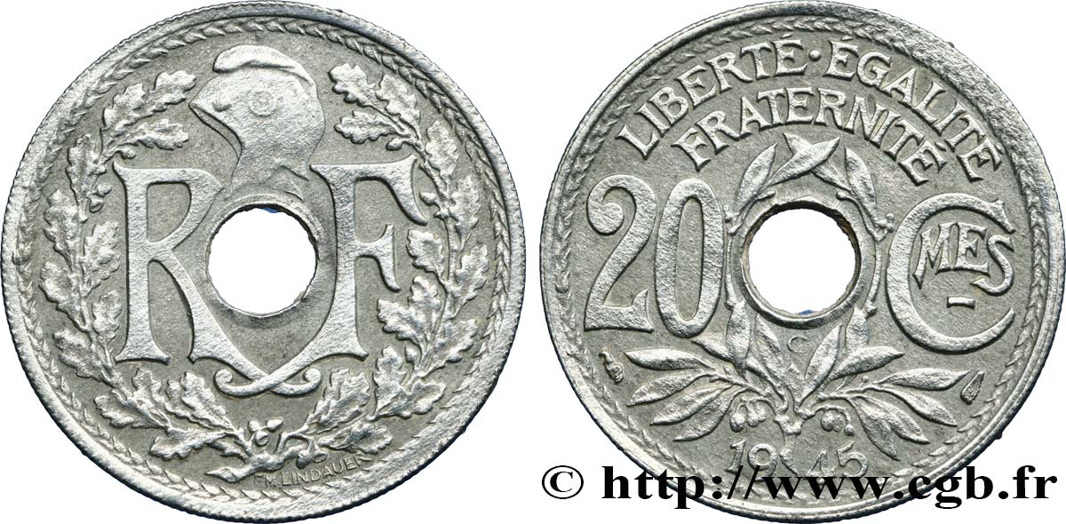 20 centimes Lindauer Zinc 1945 Castelsarrasin F.155/4 VF25 