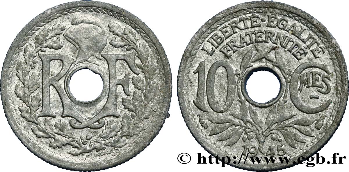 10 centimes Lindauer, petit module 1945  F.143/2 XF45 