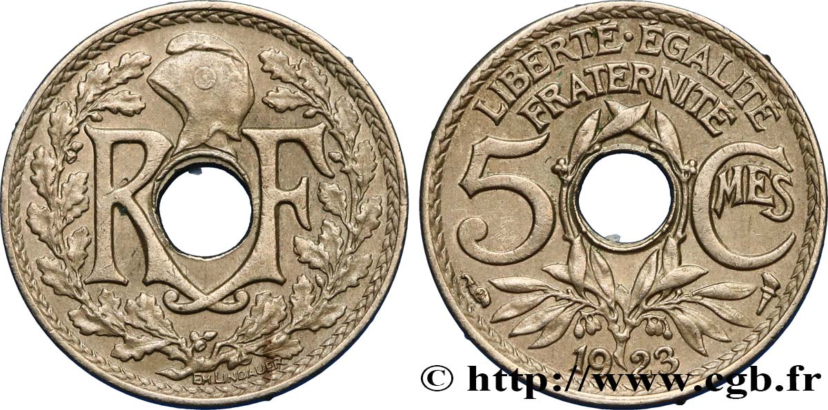 5 centimes Lindauer, petit module 1923 Paris F.122/6 SS48 