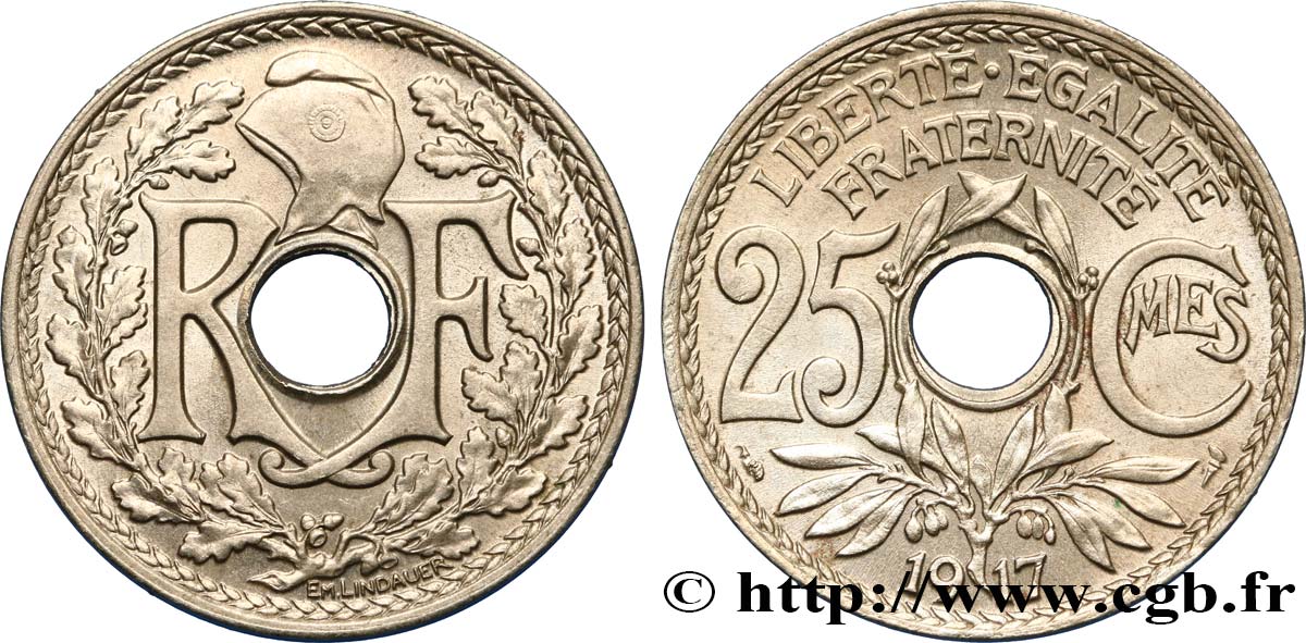 25 centimes Lindauer 1917  F.171/1 AU58 