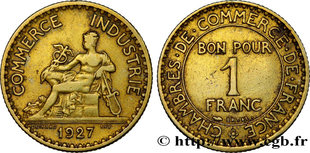 1 franc Chambres de Commerce 1927 Paris F.218/9 MBC40 