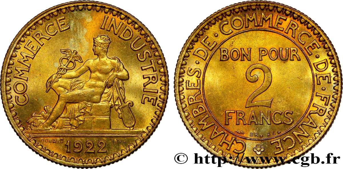 2 francs Chambres de Commerce 1922  F.267/4 fST63 