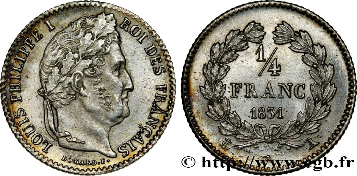 1/4 franc Louis-Philippe 1831 Paris F.166/1 MS62 