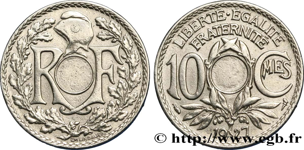 10 centimes Lindauer, Fauté non perforé 1927  F.138/14 var. TTB48 