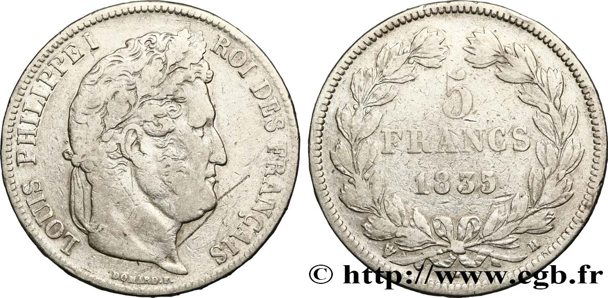 5 francs IIe type Domard 1835 La Rochelle F.324/46 TB25 