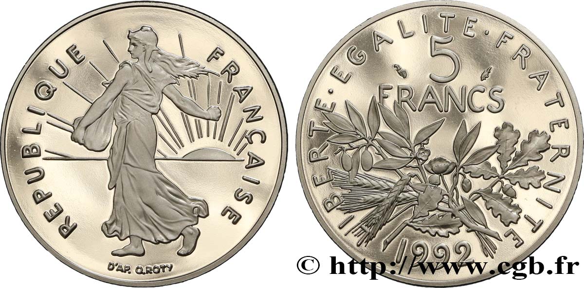5 francs Semeuse, nickel, BE (Belle Épreuve) 1992 Pessac F.341/25 var. MS 