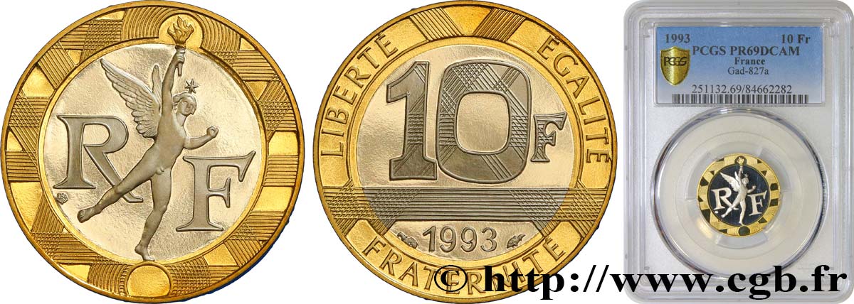 10 francs Génie de la Bastille, BE (Belle Épreuve) 1993 Pessac F.375/10 var. FDC69 PCGS