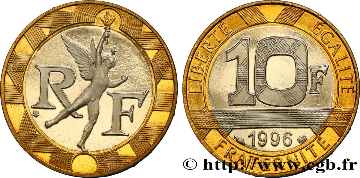 10 francs Génie de la Bastille, BE (Belle Épreuve) 1996 Pessac F.375/13 var. MS 