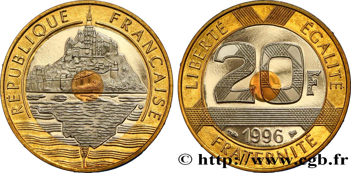 20 francs Mont Saint-Michel, BE (Belle Épreuve) 1996 Pessac F.403/12 var. ST 
