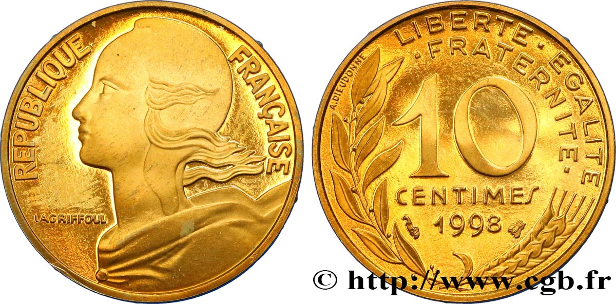 10 centimes Marianne, BE (Belle Épreuve) 1998 Pessac F.144/42 var. ST 