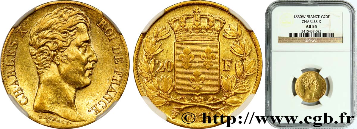 20 francs or Charles X 1830 Lille F.521/7 SUP55 NGC