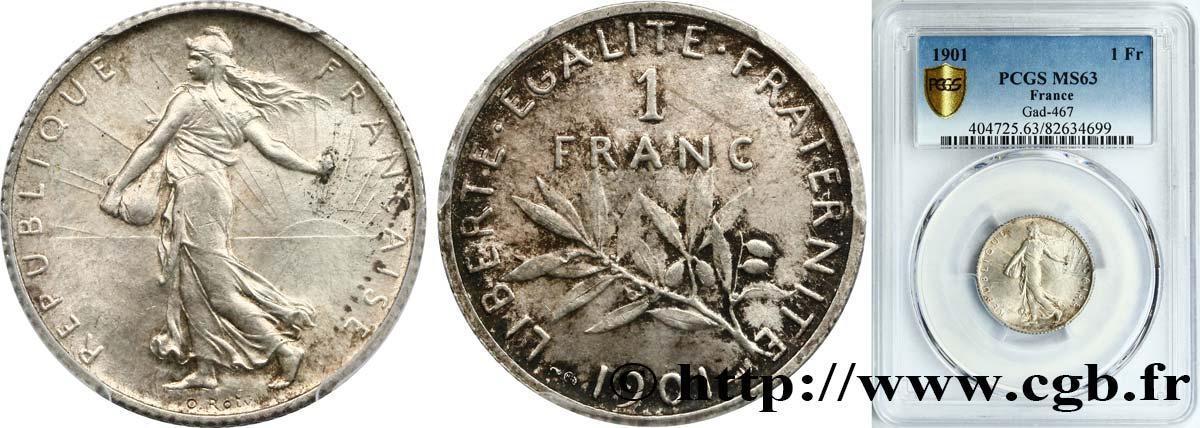 1 franc Semeuse 1901  F.217/6 SPL63 PCGS