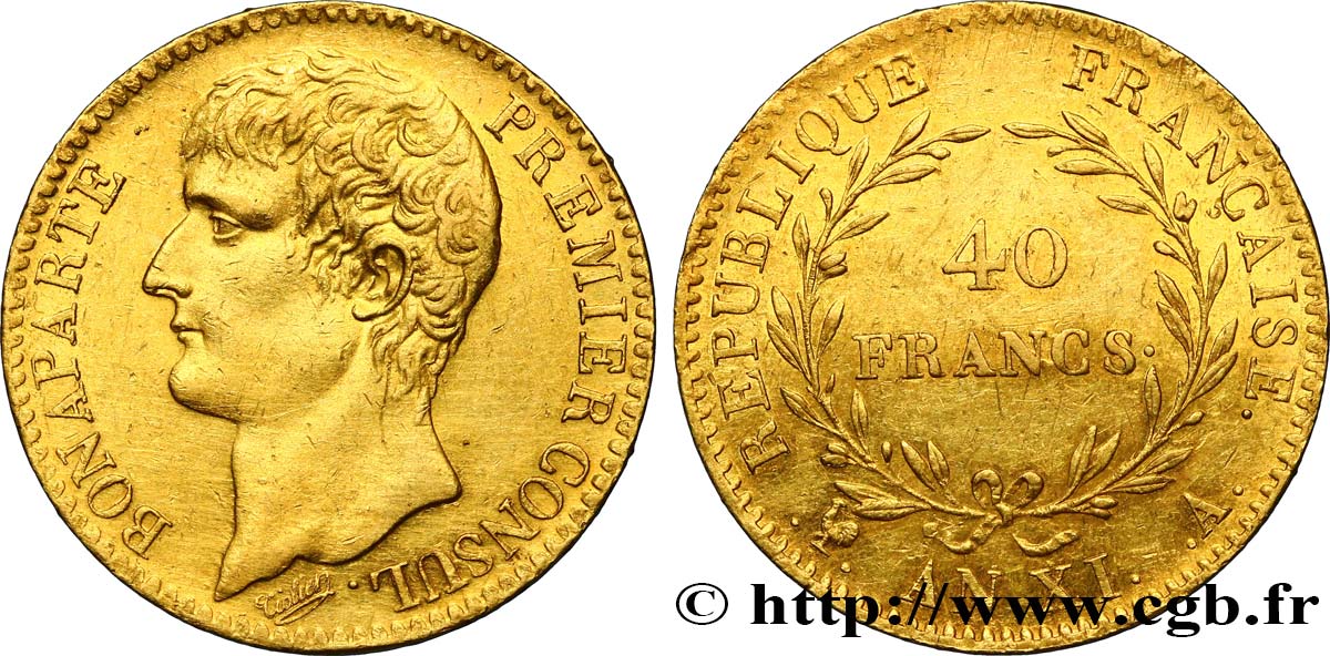 40 francs or Bonaparte Premier Consul 1803 Paris F.536/1 AU 