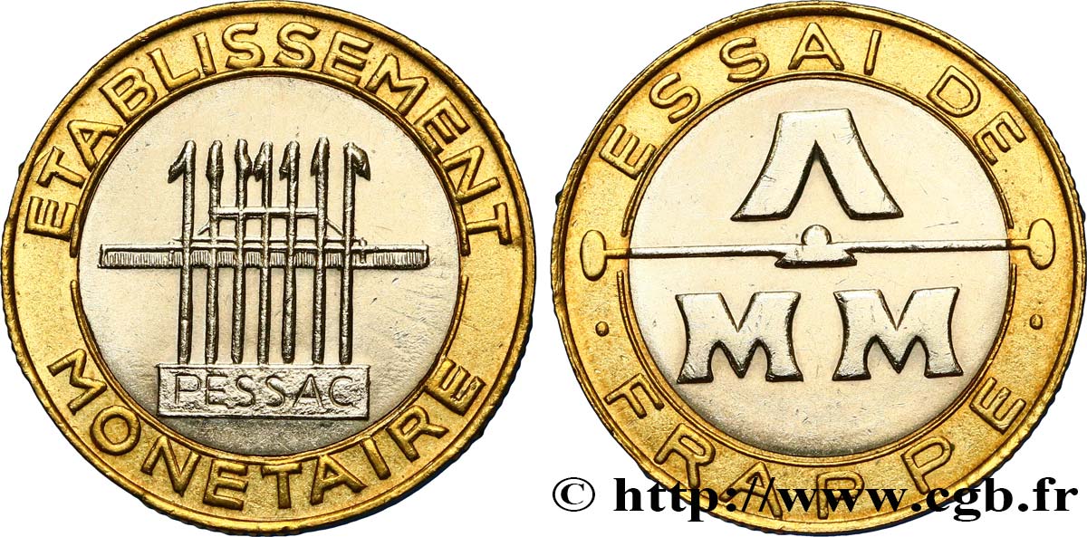 Essai de frappe de 10 francs, bimétallique n.d. Pessac GEM.196 13 EBC+ 