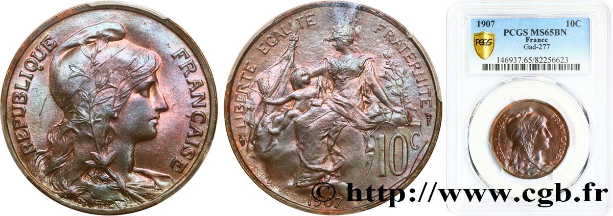 10 centimes Daniel-Dupuis 1907  F.136/16 MS65 PCGS