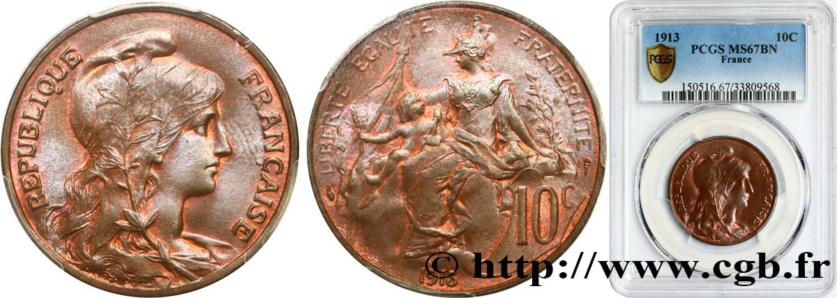 10 centimes Daniel-Dupuis 1913  F.136/22 MS67 PCGS