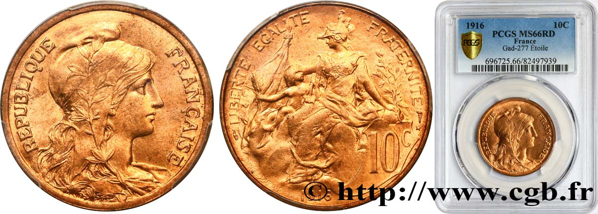 10 centimes Daniel-Dupuis 1916  F.136/27 ST66 PCGS