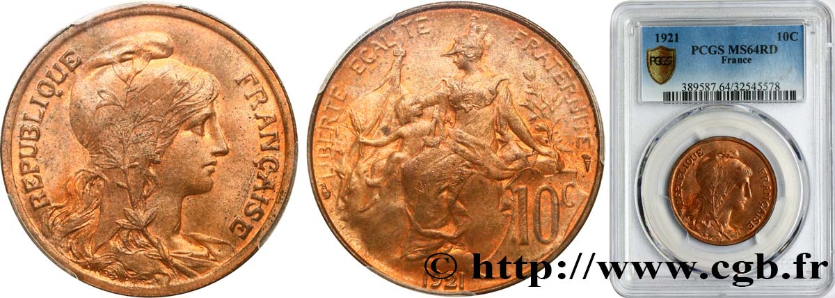 10 centimes Daniel-Dupuis 1921  F.136/30 SPL64 PCGS