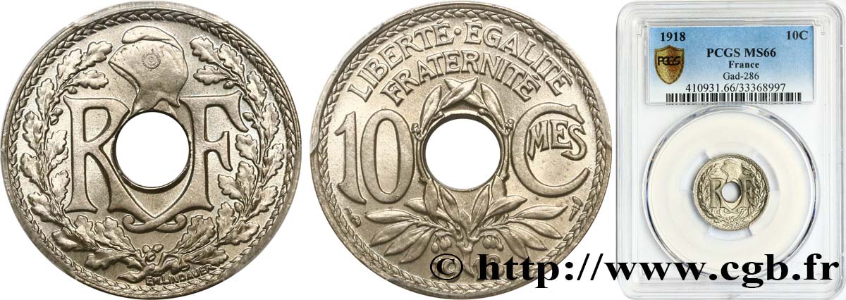 10 centimes Lindauer 1918  F.138/2 FDC66 PCGS